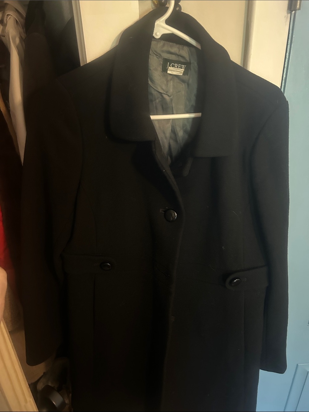 J. Crew Black Wool Pea Coat with Button Front